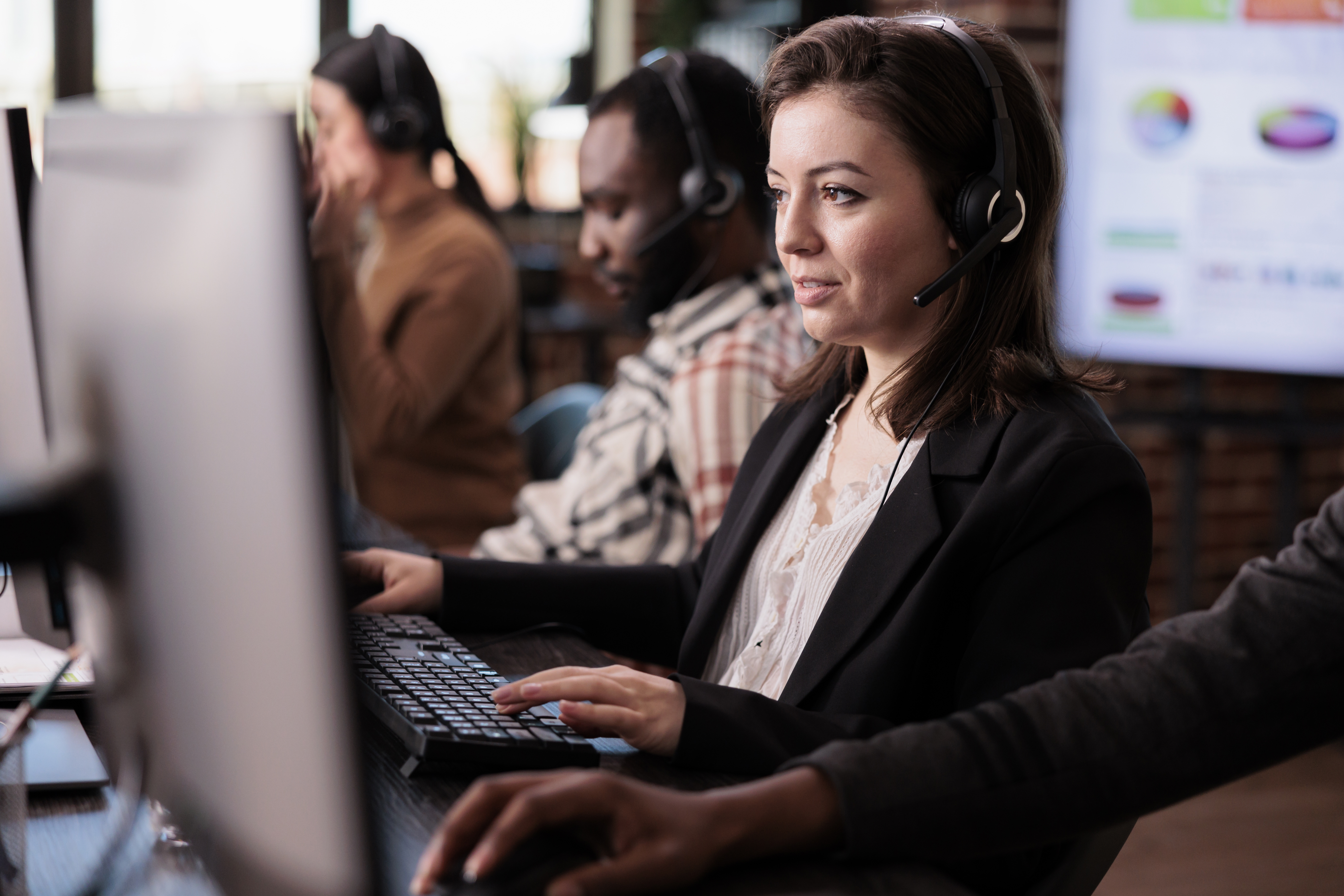 sales-assistant-being-employed-at-customer-care-support-job-working-on-telemarketing-call-center-at-helpdesk-female-receptionist-with-helpline-service-helping-clients-on-remote-communication